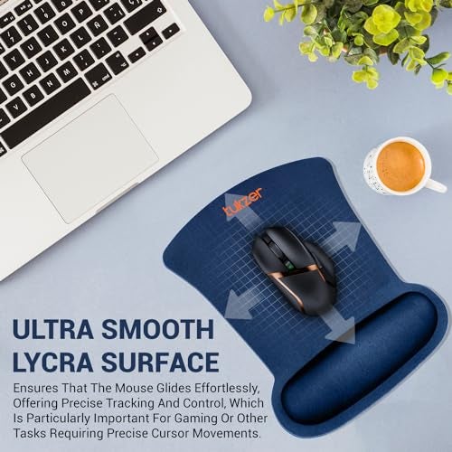 Tukzer Gel Mouse Pad| Memory Foam Cushion Mousepad with Wrist Support, Ergonomic Design| Non-Slip Rubber Base| Suitable for Gaming, Computer, Laptop, Home & Office Non-Slip Rubber Base (Dark Blue) - Image 3