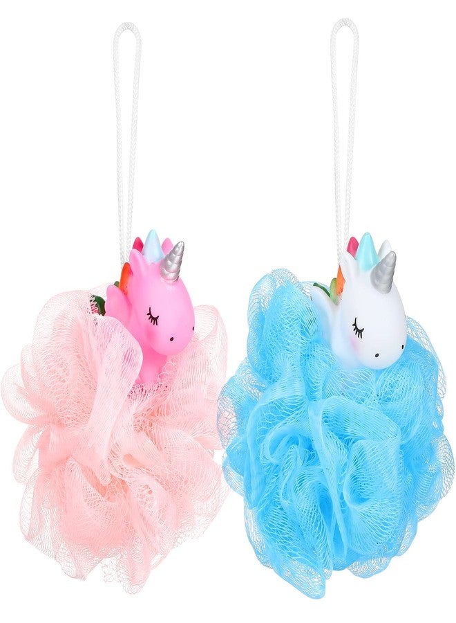 Lurrose 2pcs Unicorn Shower Loofah Exfoliating Mesh Shower Ball Pouf Bath Sponge Body Cleaner Deep Cleaning Loofah Bath Sponge - Image 1
