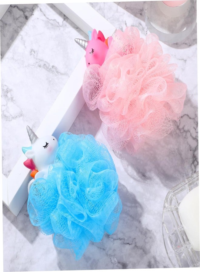 Lurrose 2pcs Unicorn Shower Loofah Exfoliating Mesh Shower Ball Pouf Bath Sponge Body Cleaner Deep Cleaning Loofah Bath Sponge - Image 5