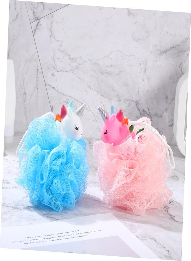 Lurrose 2pcs Unicorn Shower Loofah Exfoliating Mesh Shower Ball Pouf Bath Sponge Body Cleaner Deep Cleaning Loofah Bath Sponge - Image 4