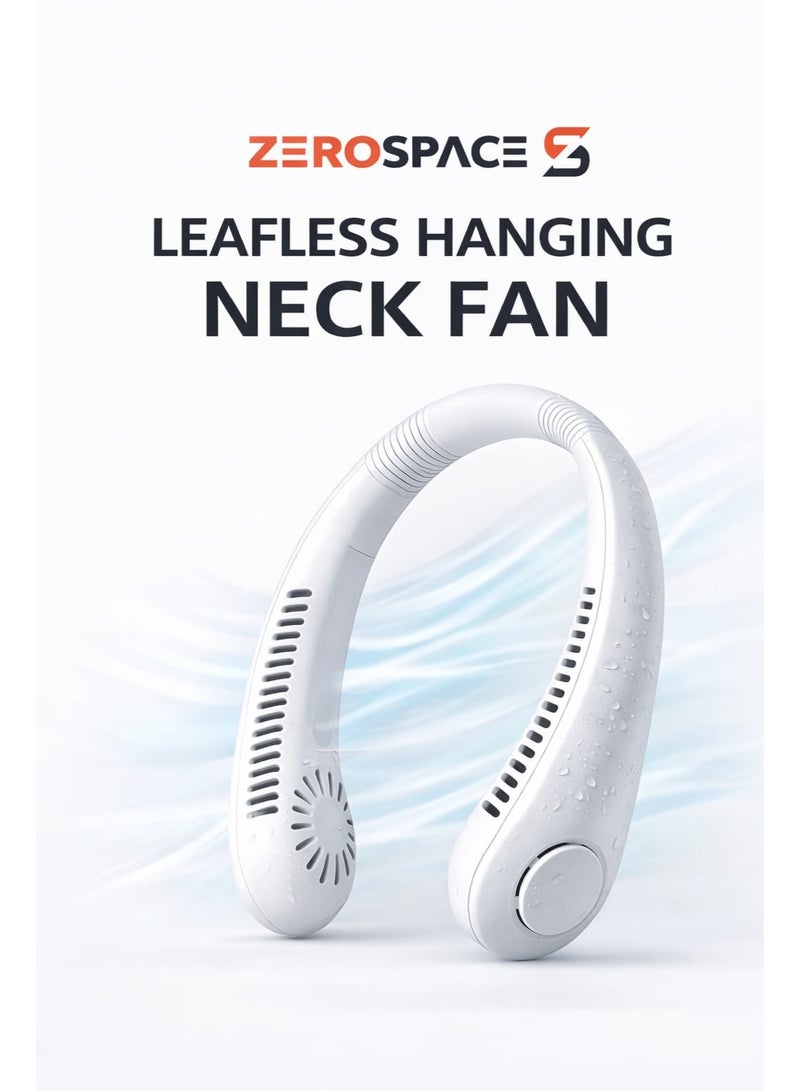 زيروسبيس مروحة رقبة بدون شفرات قابلة للشحن 5 سرعات مروحة محمولة بدون استخدام اليد تبريد شخصي USB Type C بطارية طويلة للاستخدام الخارجي والسفر - Image 1
