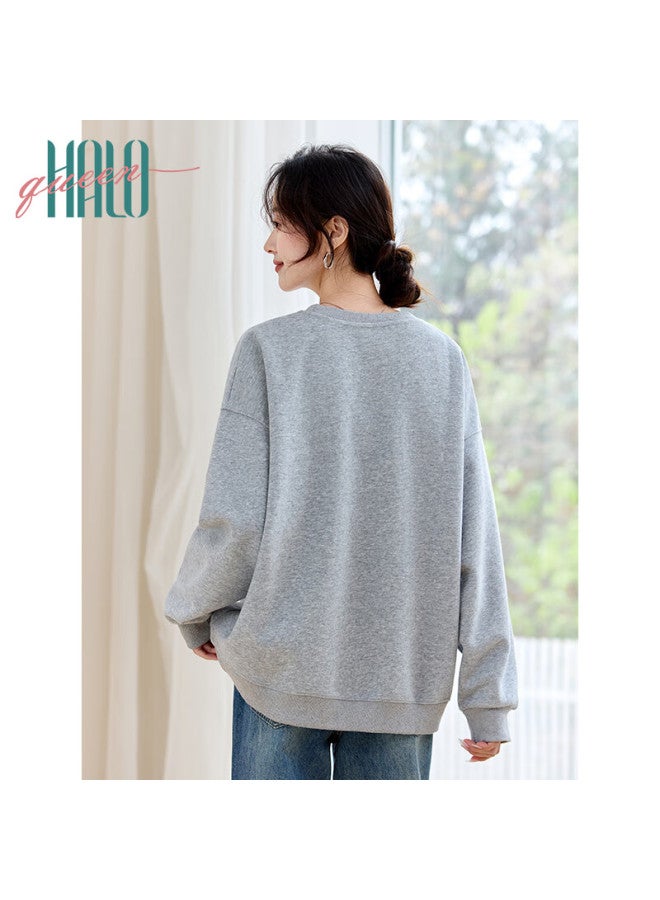 Halo Queen Women'S Sweatshirt, Spring And Autumn Round Neck, Letter Print, Casual Loose Pullover Jacket, New Product H143W1005