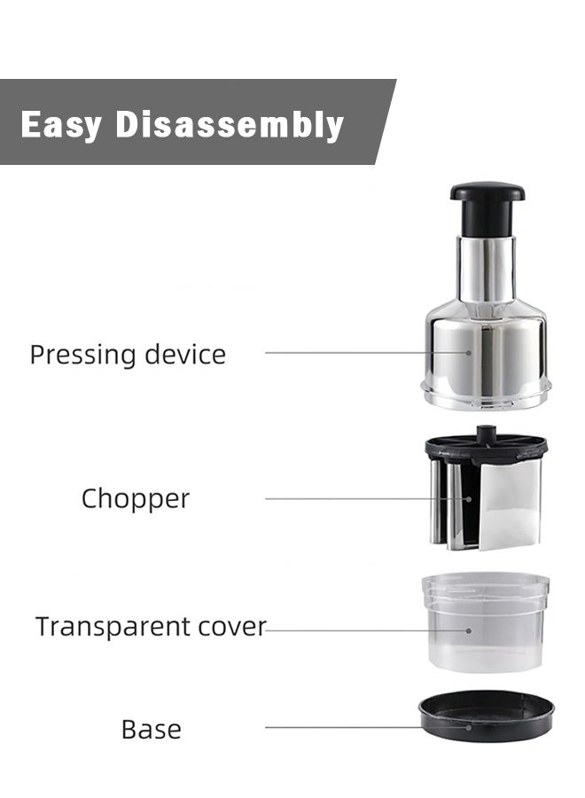 Sweet Life Manual Food Chopper, Stainless Steel Manual Onion Chopper Hand Chopper for Vegetables, Vegetable Cutter Onion Garlic Nut Choppers for Onion Garlic Vegetables Fruit Nut - Image 5