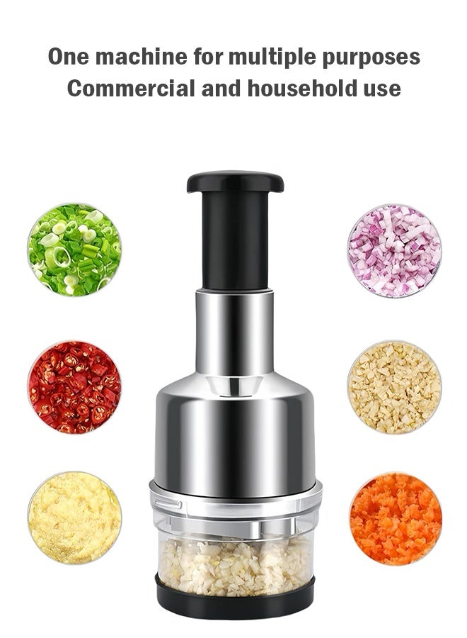 Sweet Life Manual Food Chopper, Stainless Steel Manual Onion Chopper Hand Chopper for Vegetables, Vegetable Cutter Onion Garlic Nut Choppers for Onion Garlic Vegetables Fruit Nut - Image 2