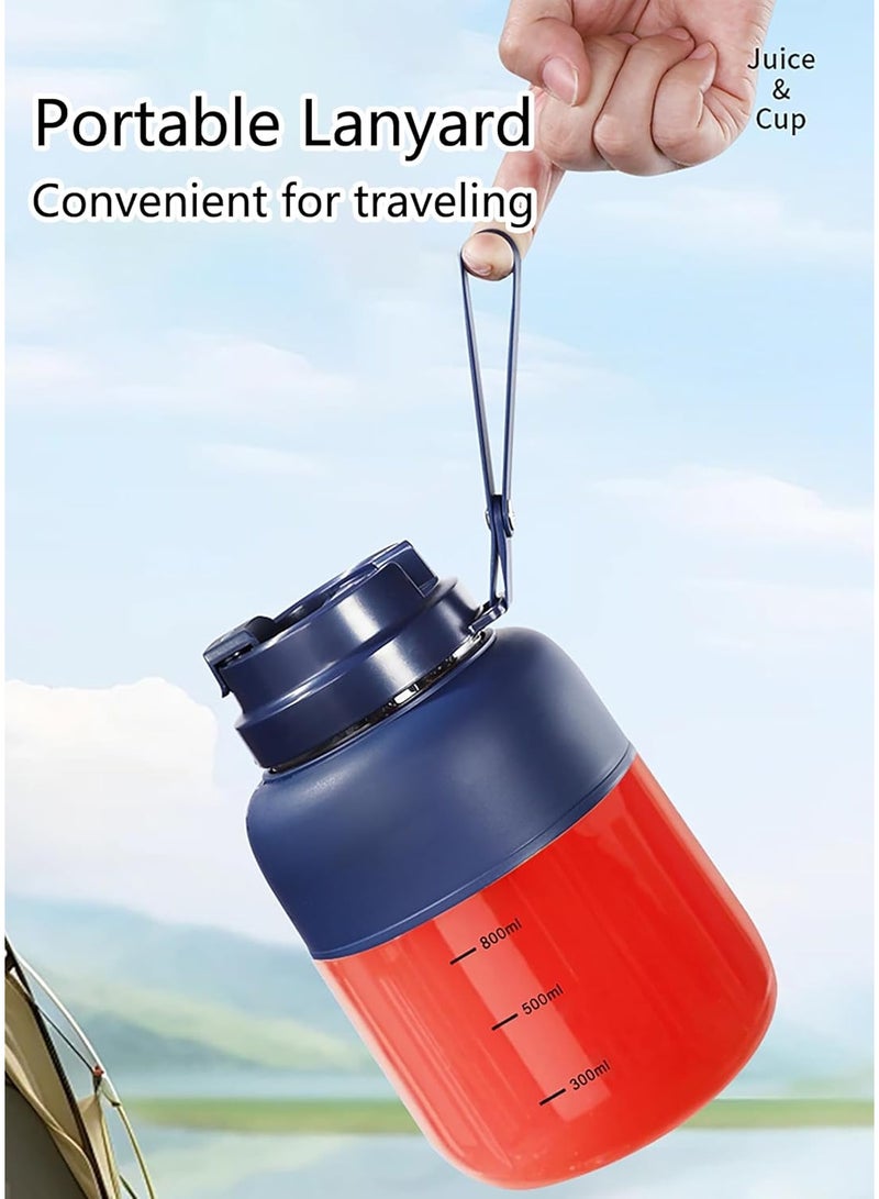 NANAO Portable Smoothie Blender, 1300ml Personal Mixer Juicer Machine for Shakes, Rechargeable Juice Maker for Ice & Frozen Fruits with Clip & Straw, Travel Blenders with Strap (Blue) - Image 5