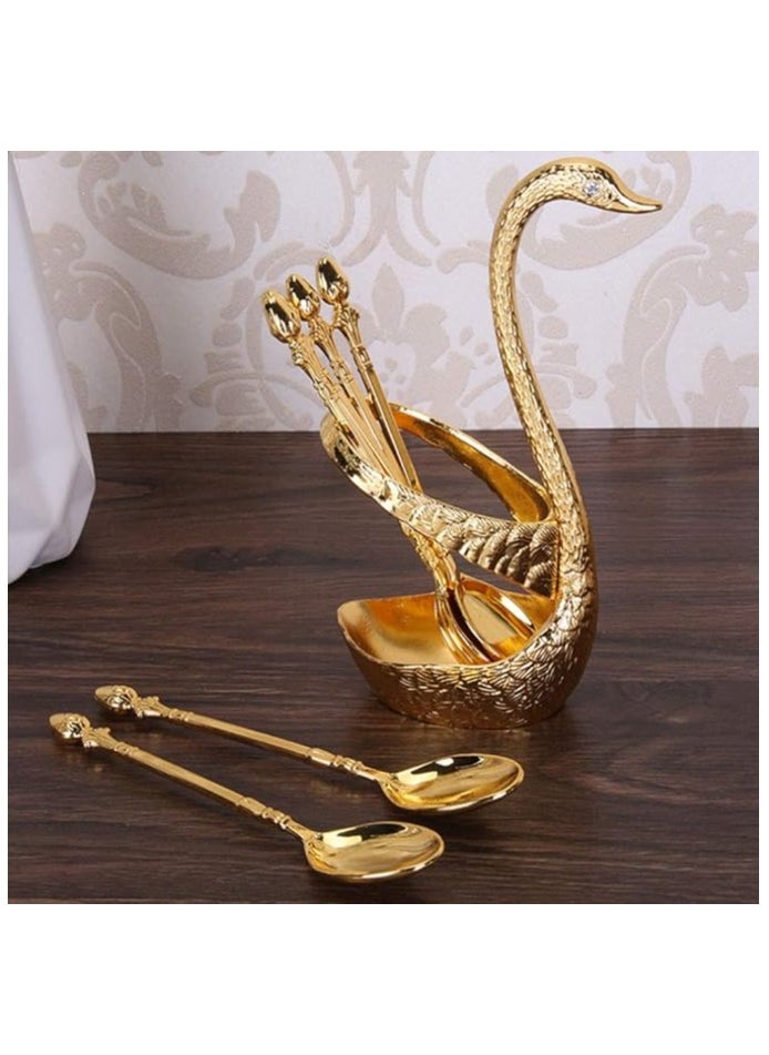 Generic - Decorative Swan Base Holder, Dessert Spoon and Fork Holder, Fruit Dessert Flatware Swan Base with 6 Spoons, Holder Spoon Organizer, Coffee Dessert Sugar Flatware - Image 1