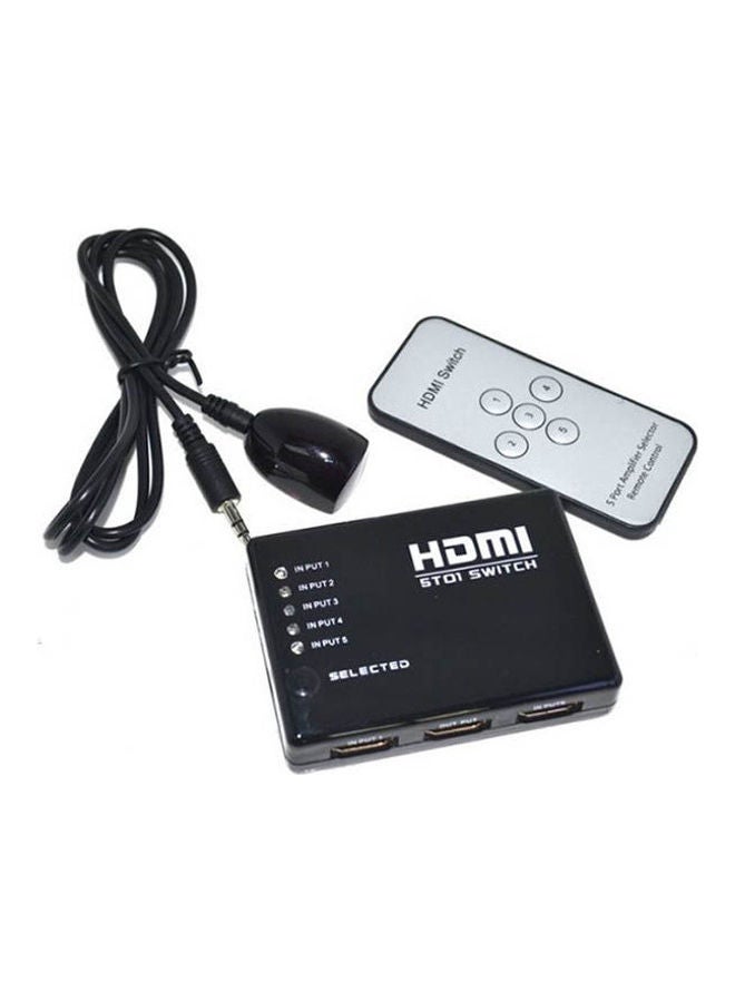 JAJEEK Mini 5 Port 1080P Video Hdmi Switch Switcher Hdmi Splitter With Ir Remote Splitter Box Black/Silver - Image 1