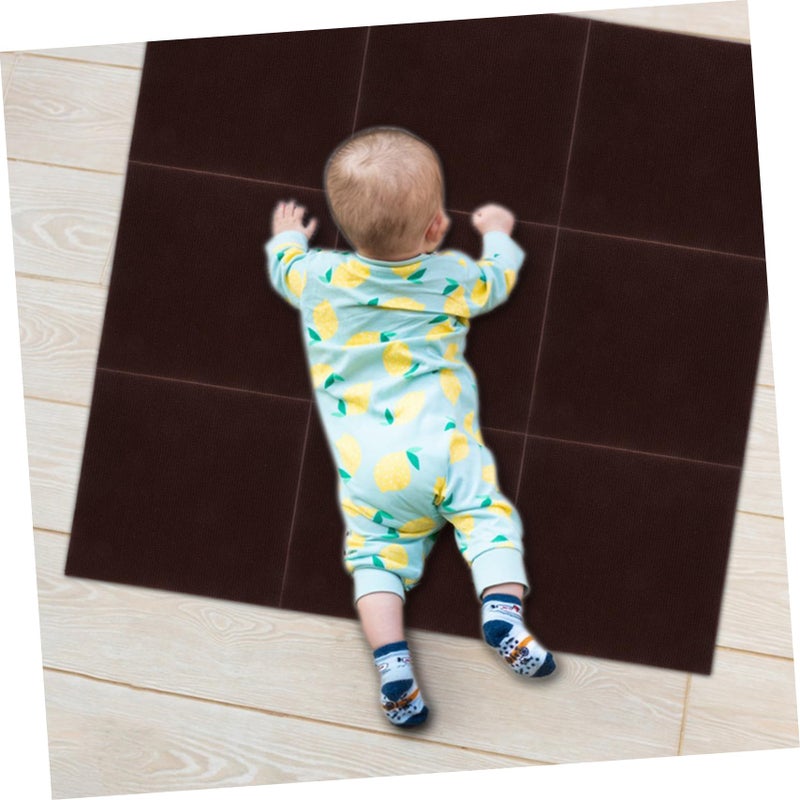 Brown Interlocking Carpet Tiles 10pcs Thickened Soft Play Mat For Kids Crawling Floor Cushions Home Office Use - Image 4