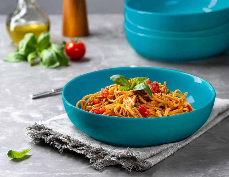 KooK Pasta Bowl, Salad Bowls, Soup, Serving Bowls, Ceramic, Large Capacity, Microwave & Dishwasher Safe, Set of 4, 40 Oz,(Ocean Blue) - Image 3
