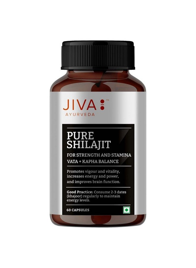 Jiva جيفا بيور شيلجيت | ينقي الدم، يعزز القدرة على التحمل ويجدد الأنسجة | شيلجيت نقي مستخرج من الهيمالايا | يقوي الجهاز التناسلي والجهاز العصبي - 60 كبسولة (عبوة من 1) - Image 1