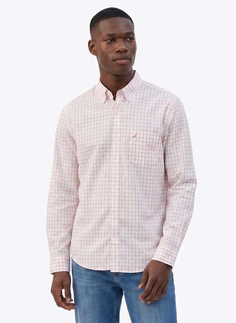 Men Regular Fit Long Sleeve Yarn Dyed Casual Shirt for Workwear and Weekend Wear-Pink
