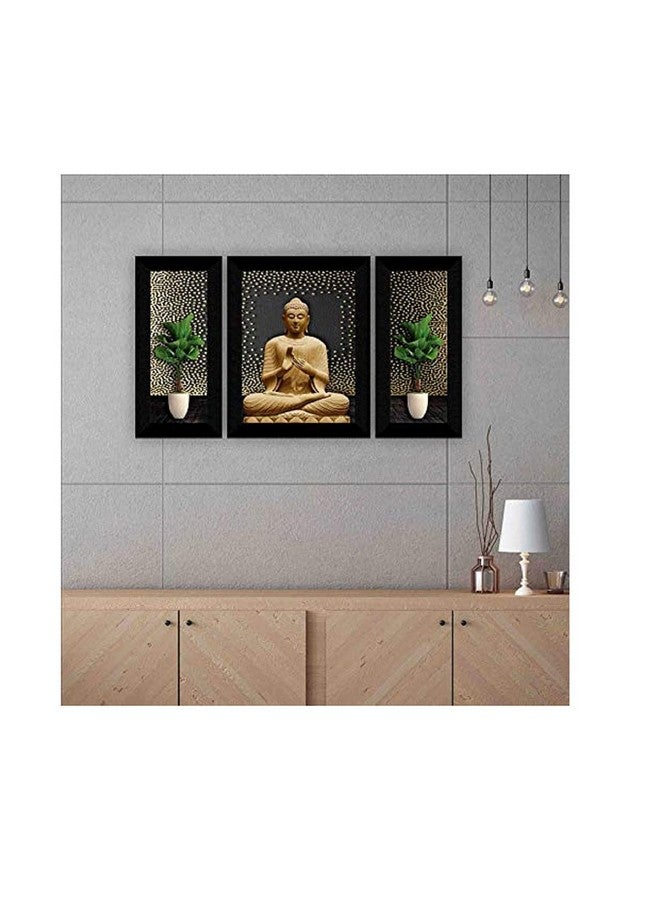 SAF مجموعة لوحات SAF من 3 تماثيل بوذا بتقنية UV للديكور المنزلي هدية عنصر إطار صناعي 13.5 بوصة × 22.5 بوصة SANFS30707 - Image 2