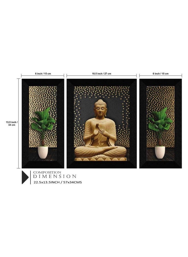 SAF مجموعة لوحات SAF من 3 تماثيل بوذا بتقنية UV للديكور المنزلي هدية عنصر إطار صناعي 13.5 بوصة × 22.5 بوصة SANFS30707 - Image 3