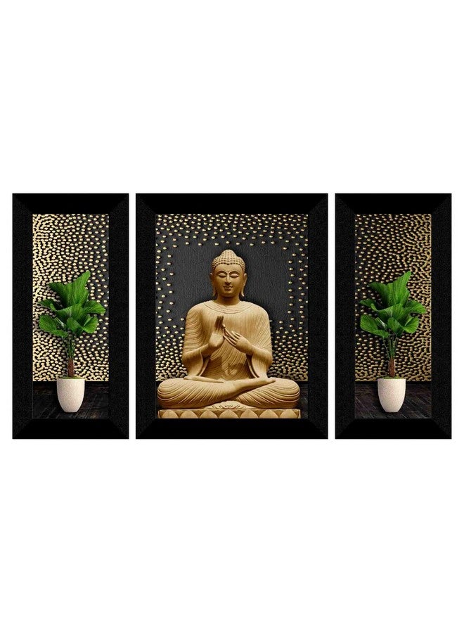 SAF مجموعة لوحات SAF من 3 تماثيل بوذا بتقنية UV للديكور المنزلي هدية عنصر إطار صناعي 13.5 بوصة × 22.5 بوصة SANFS30707 - Image 1