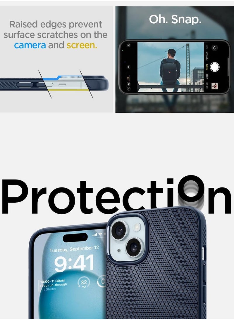 Spigen - غطاء حماية ليكويد إير لهاتف آيفون 15 - أزرق داكن - Image 1