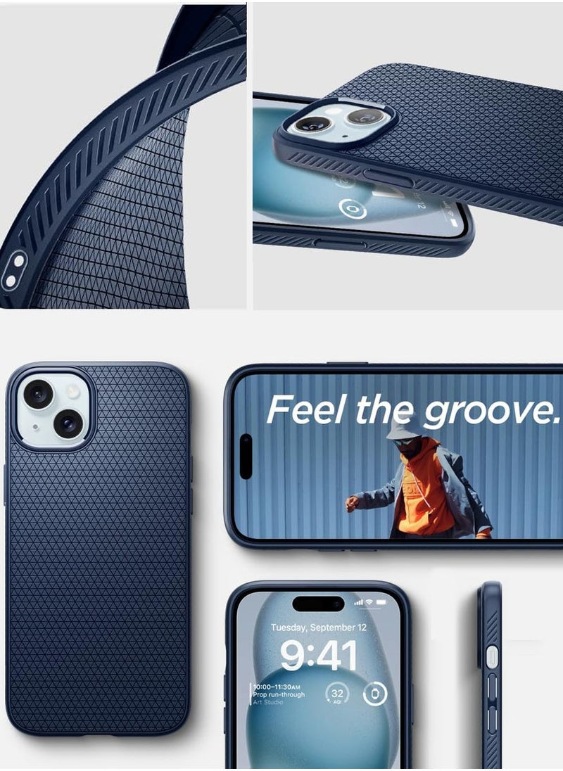 Spigen - غطاء حماية ليكويد إير لهاتف آيفون 15 - أزرق داكن - Image 1