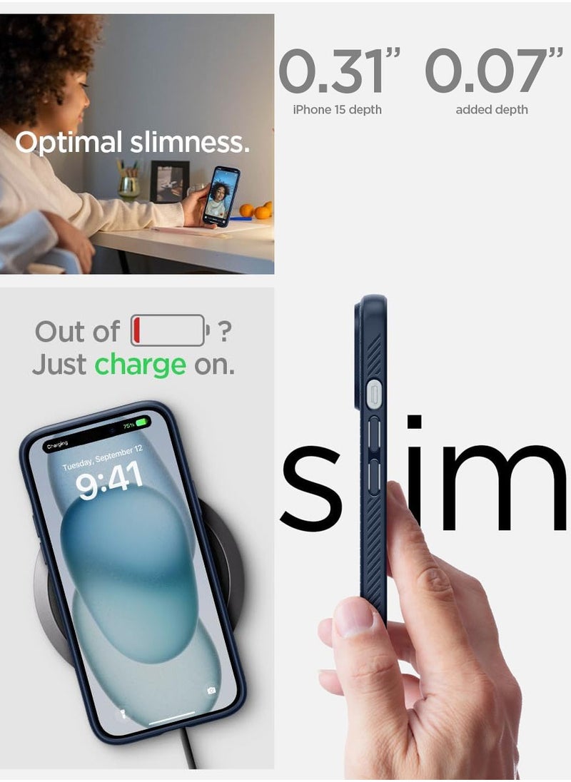 Spigen - غطاء حماية ليكويد إير لهاتف آيفون 15 - أزرق داكن - Image 1
