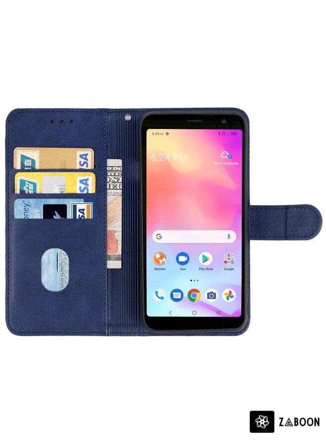 Green Tiger - Leather Phone Case For Alcatel TCL A3X A600DL(Blue) - Image 1