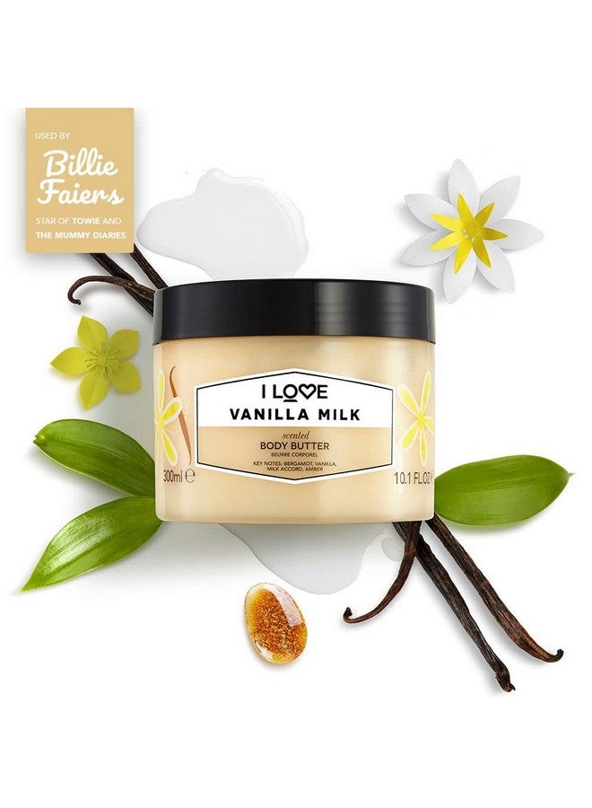 آي لاف زبدة الجسم المعطرة بحليب الفانيليا، زبدة الجسم المرطبة للبشرة الجافة، فيتامين E والصبار، زبدة الشيا وزيت جوز الهند، 10.1 أونصة - Image 2