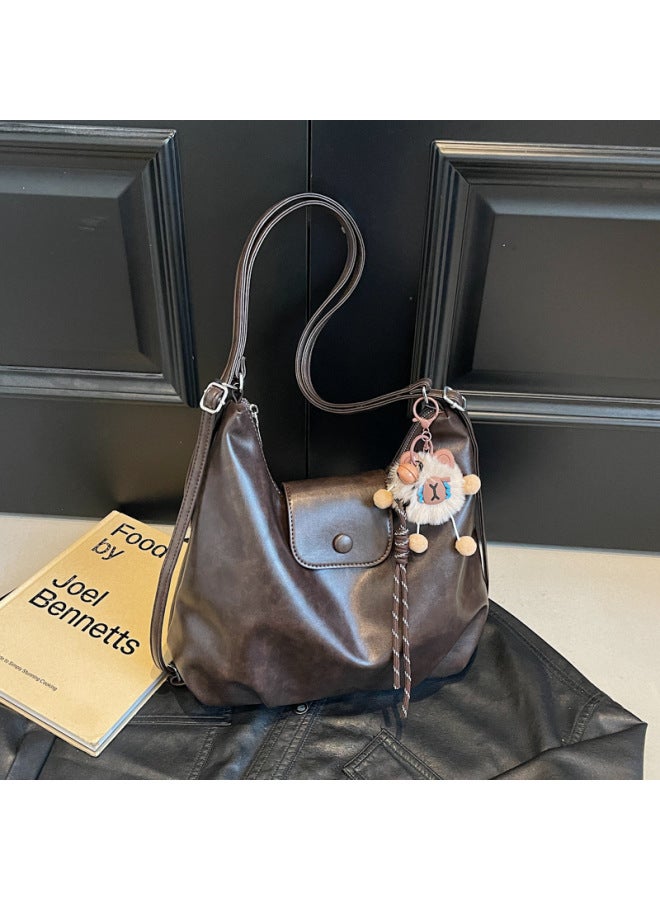 Tote Bag 2024 Women's Bag Large Capacity Crossbody Bag All-match Commuter Backpack Niche Design Shoulder Bag-Color:Coffee Color - Image 1