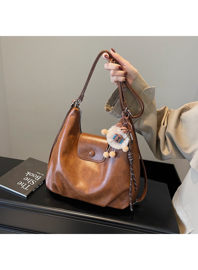 Tote Bag 2024 Women's Bag Large Capacity Crossbody Bag All-match Commuter Backpack Niche Design Shoulder Bag-Color:Coffee Color - Image 2