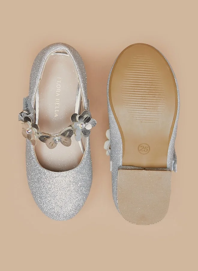 فلورا بيلا Girls Floral Embellished Round Toe Ballerinas