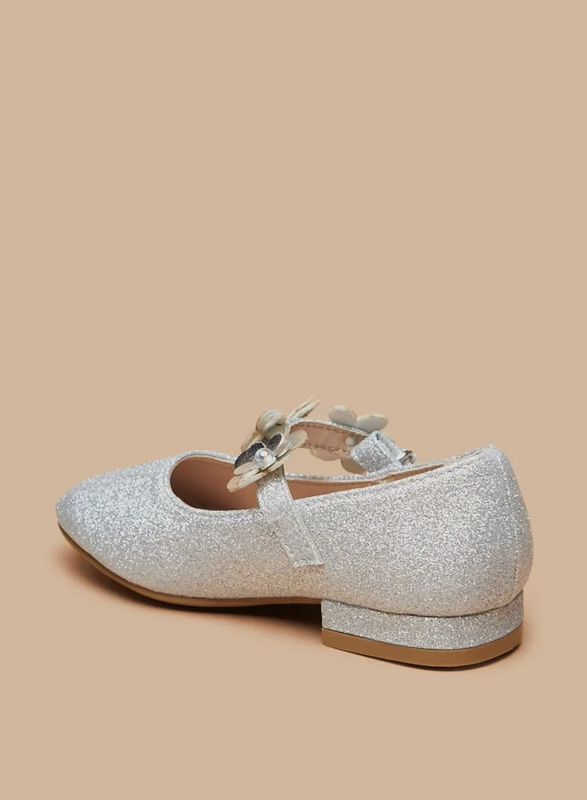 فلورا بيلا Girls Floral Embellished Round Toe Ballerinas