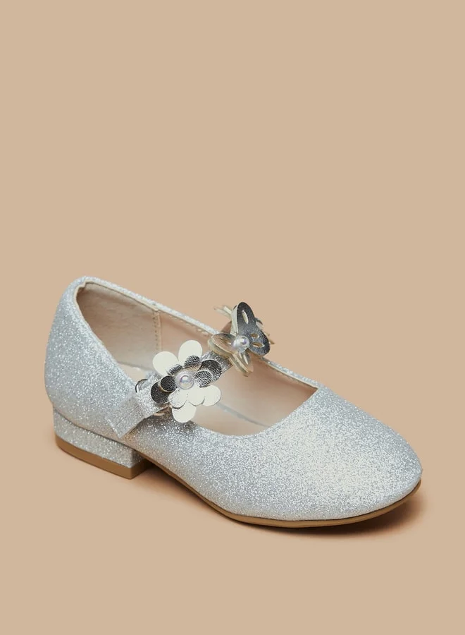فلورا بيلا Girls Floral Embellished Round Toe Ballerinas
