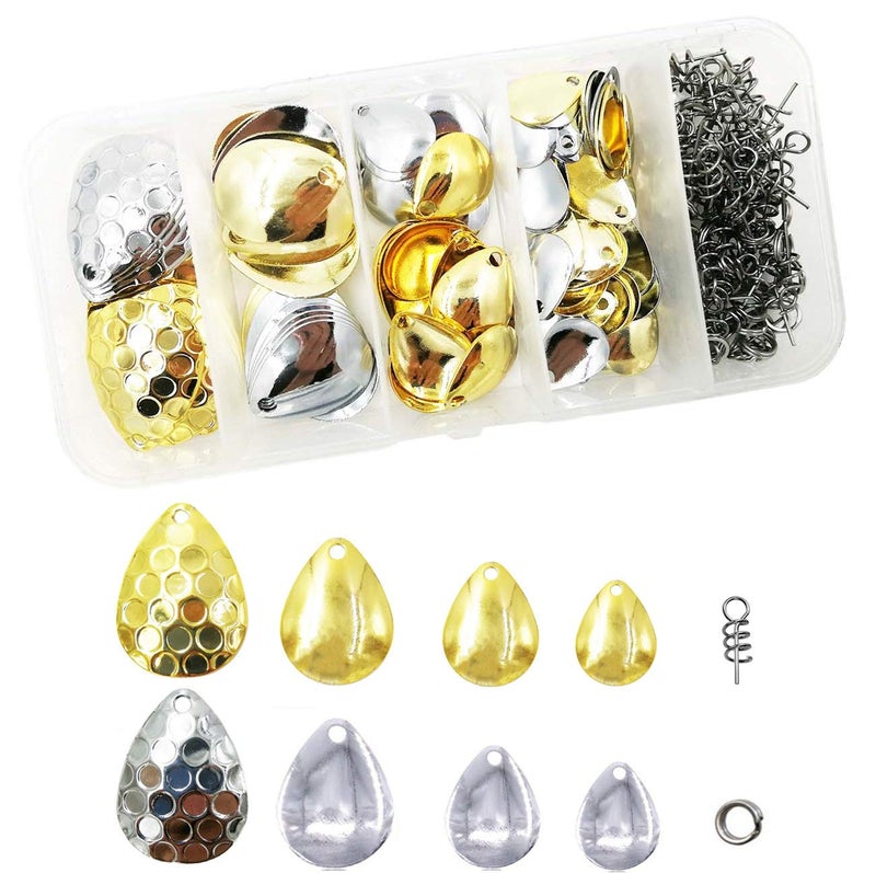Drchoer Colorado Spinner Blades for Walleye Rig: 200-Piece Spinnerbait Blades Assortment Kit Size 1 2 3 3.5 - Fishing Spinner Baits Spoons Lure Making Supplies - Image 1