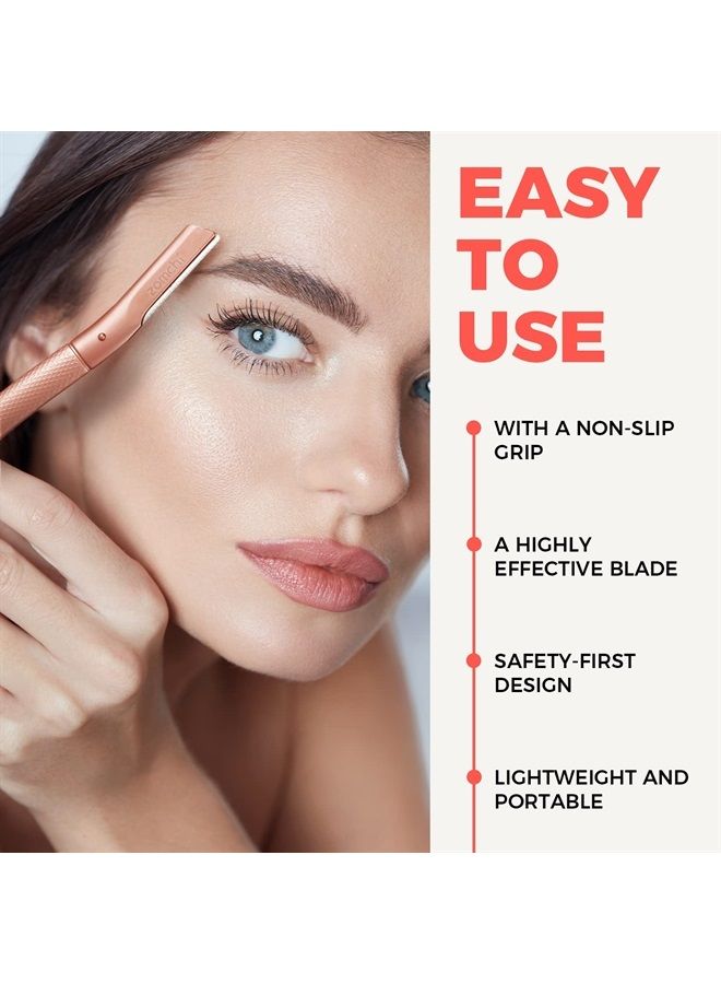 Eyebrow Razor, Face Razors for Women&Men, Eyebrow Trimmer Shaper with Precision Cover,Facial Shaver with 6 Blades (Rose Gold)
