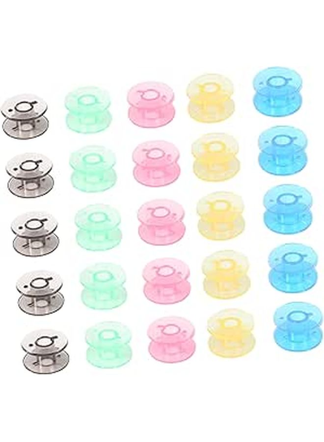 Sewing Machine Bobbin Kit 25 Pieces Plastic Bobbin Spools With Storage Case For Household Sewing - Image 1