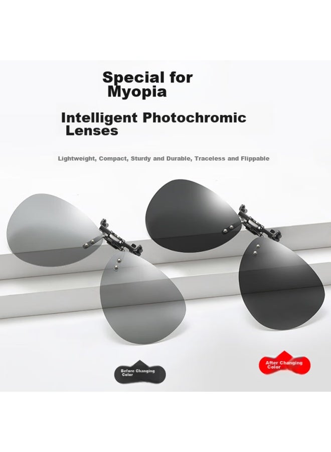 Lovedru Lafudru Photochromic Polarized Myopia Clip-on Sungl, Driving Anti-glare Uv Protection Eyewear Clip, Toad-shaped Sunshade Uv400 Clip-on For Men And Women, B-66 - Image 5