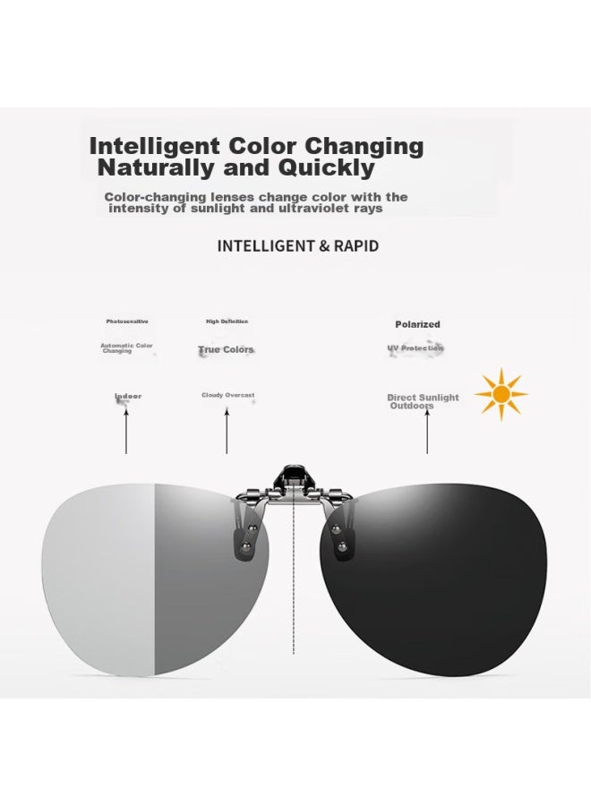 Lovedru Lafudru Photochromic Polarized Myopia Clip-on Sungl, Driving Anti-glare Uv Protection Eyewear Clip, Toad-shaped Sunshade Uv400 Clip-on For Men And Women, B-66 - Image 3