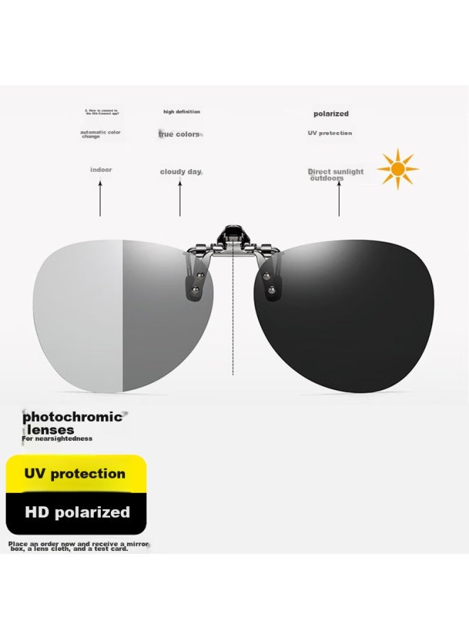 Lovedru Lafudru Photochromic Polarized Myopia Clip-on Sungl, Driving Anti-glare Uv Protection Eyewear Clip, Toad-shaped Sunshade Uv400 Clip-on For Men And Women, B-66 - Image 1