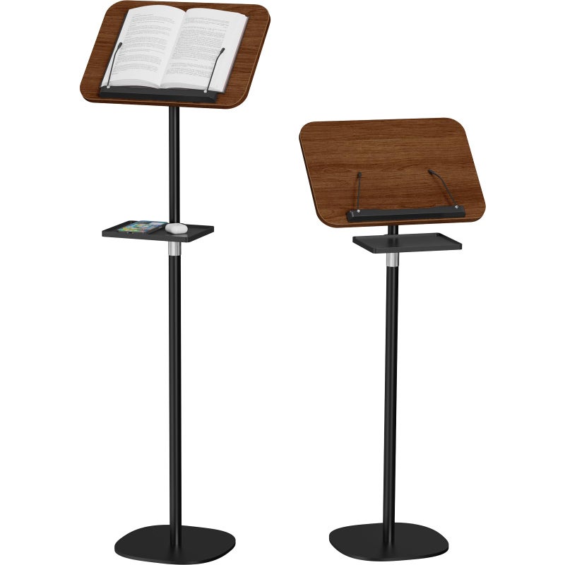 Snughome Floor Book Stand with Removable Tray, Wood Standing Book Stand for Reading, Height Adjustment 21"-51", Music Stand Cookbook Stand Textbook Stand Laptop Stand Book Holder for Display - Image 1