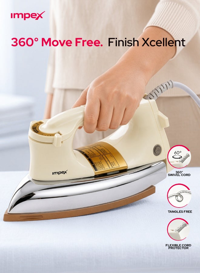Impex Automatic Dry Iron| Heavy Duty Iron Box With Temperature Settings Dial And Auto Shut Off Function| Super Deluxe Heavy Weight Iron Box, Suitable For All Kinds of Fabric| Equipped With Ceramic Coating 1200 W IB 201 Ivory - Image 5