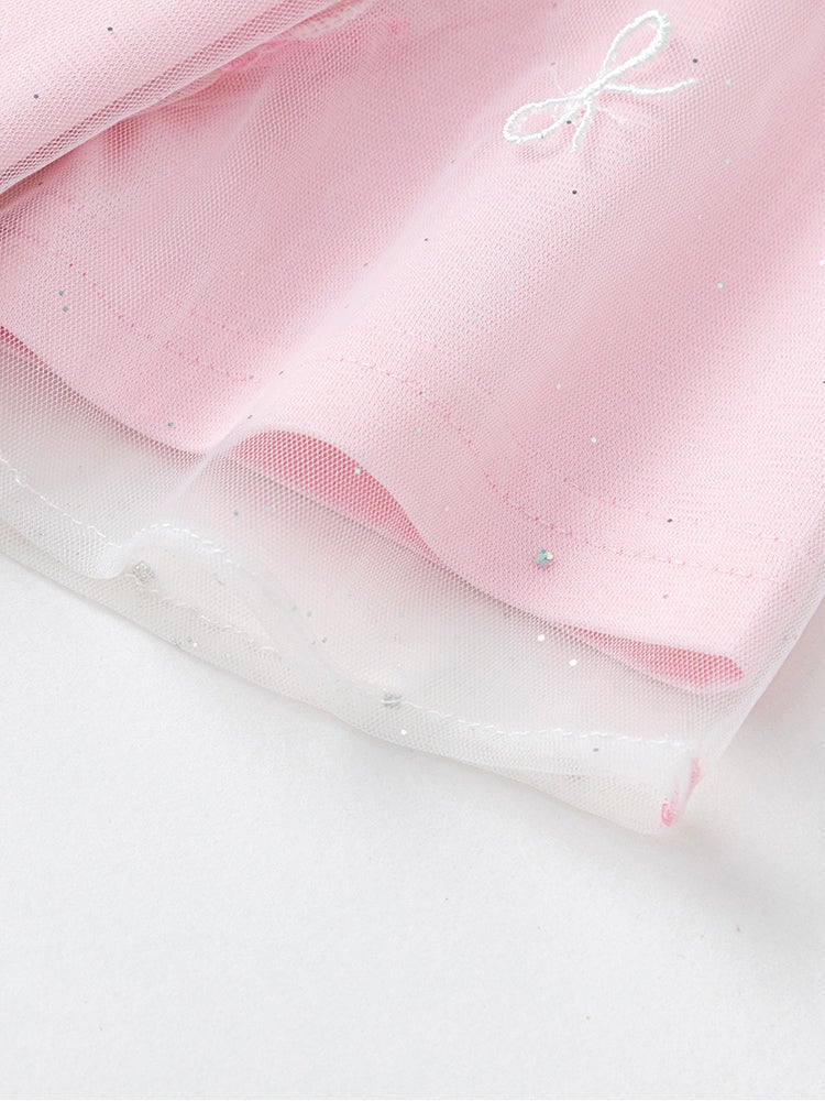 Balabala Girls' Printed Spots Tulle T-Shirt With Embroidery - Image 4