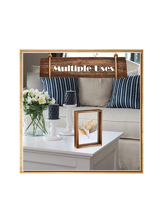 The Bros 2 Pcs Rustic Floating Frames, Pressed Flower Display Frames Double-sided Acrylic Frames Wooden Plant Specimen Frames Double-sided Photo Display Herbarium Specimen Frames for Desktop - Image 2