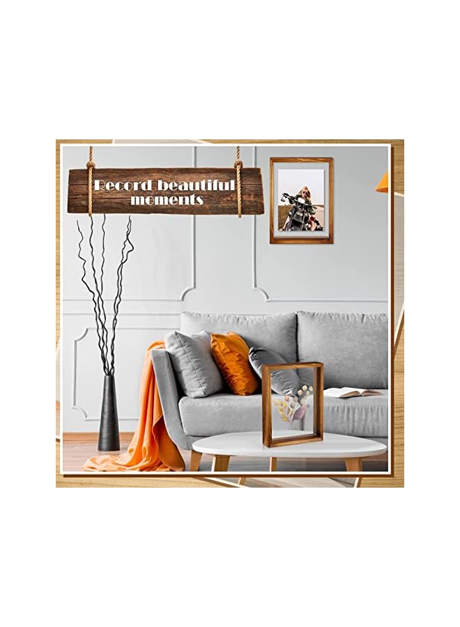 The Bros 2 Pcs Rustic Floating Frames, Pressed Flower Display Frames Double-sided Acrylic Frames Wooden Plant Specimen Frames Double-sided Photo Display Herbarium Specimen Frames for Desktop - Image 3