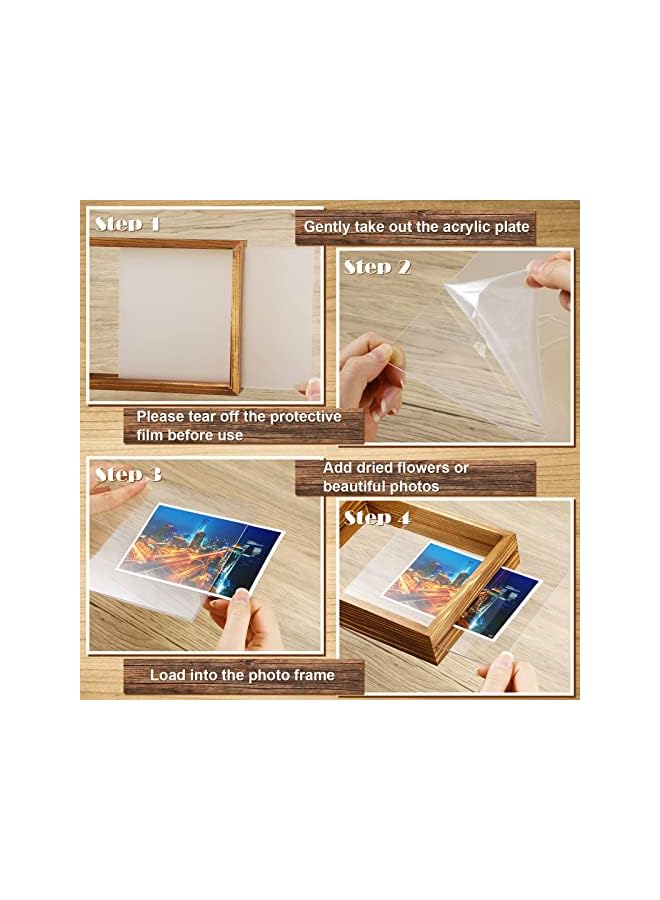 The Bros 2 Pcs Rustic Floating Frames, Pressed Flower Display Frames Double-sided Acrylic Frames Wooden Plant Specimen Frames Double-sided Photo Display Herbarium Specimen Frames for Desktop - Image 4