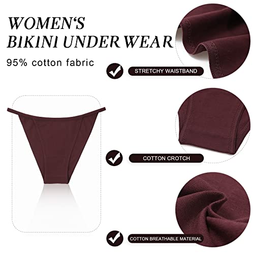 LEVAO Women's Bikini Panties Cotton Underwear, Plus Size High Cut String Ladies Cheeky Underwear Multipack 6 Pack - Image 3