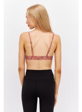 Reebok Women Printed Non Padded Sports Bra, Peach  - Image 3