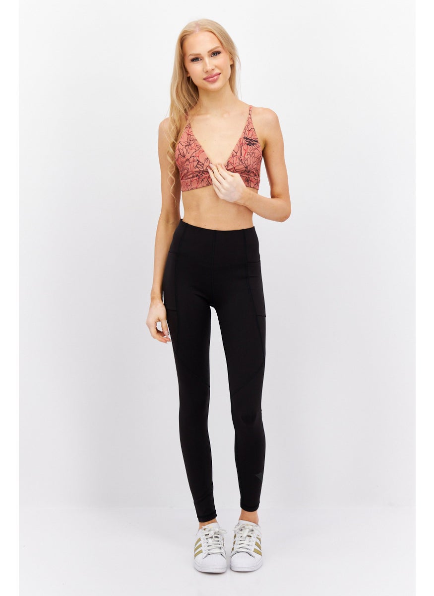 Reebok Women Printed Non Padded Sports Bra, Peach  - Image 4