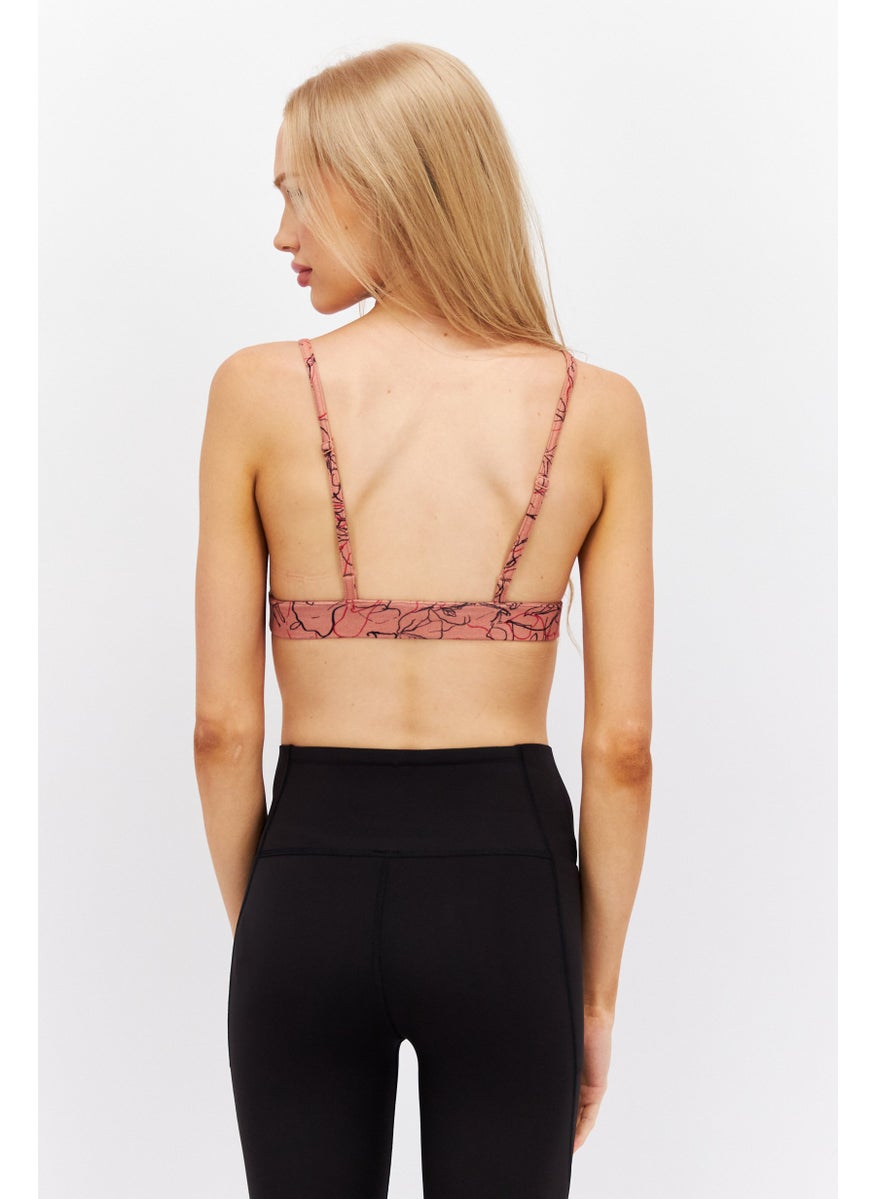 Reebok Women Printed Non Padded Sports Bra, Peach  - Image 3