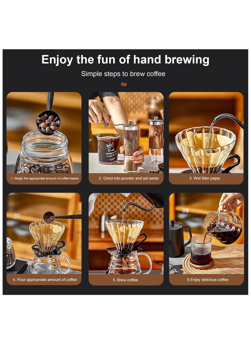 KADRAMA Portable V60 Coffee Tool Set, 8-Piece V60 Pour Over Coffee Set, Travel Drip Coffee Maker with Timing Scale/Bean Grinder/Coffee Pot/Coffee Filter/100 Piece Coffee Paper/Bean Spoon/Thermometer, Perfect Gift for Travelling & Camping  - Image 4