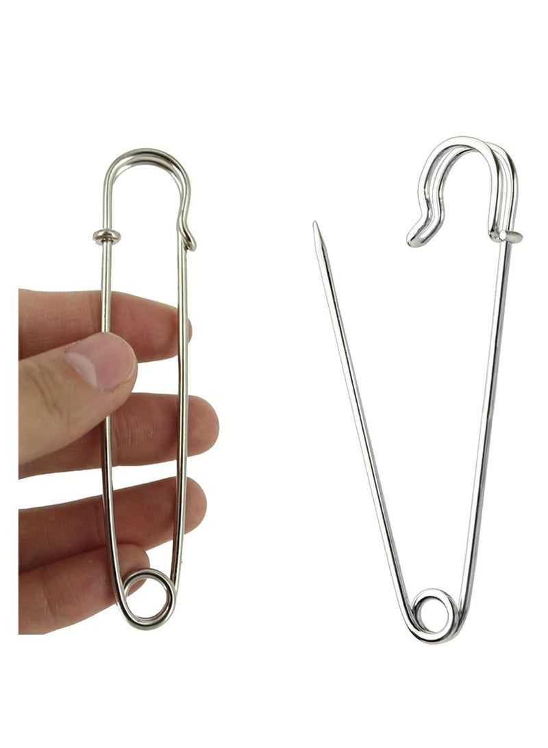 Premify Strong Safety Pins for Clothes, Large Safety Pins 4 Inch, 30 Pcs Heavy Duty Carpet Pins, 100mm Kilt Pins, Stainless Steel Large Safety Pins for Blankets Crafts Skirts Kilts Brooch Making - Image 1