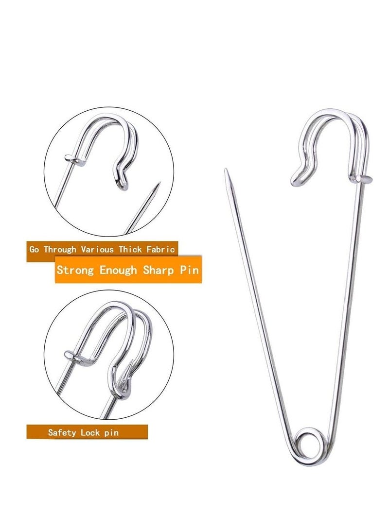 Premify Strong Safety Pins for Clothes, Large Safety Pins 4 Inch, 30 Pcs Heavy Duty Carpet Pins, 100mm Kilt Pins, Stainless Steel Large Safety Pins for Blankets Crafts Skirts Kilts Brooch Making - Image 3