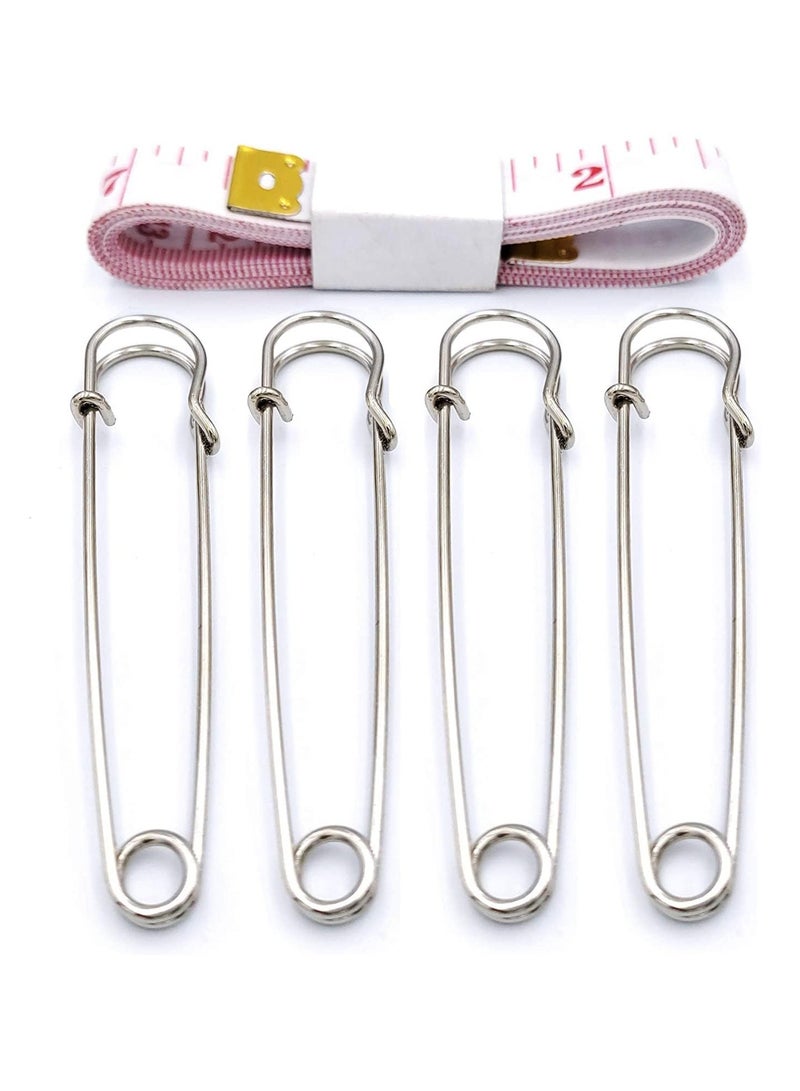 Premify Strong Safety Pins for Clothes, Large Safety Pins 4 Inch, 30 Pcs Heavy Duty Carpet Pins, 100mm Kilt Pins, Stainless Steel Large Safety Pins for Blankets Crafts Skirts Kilts Brooch Making - Image 5