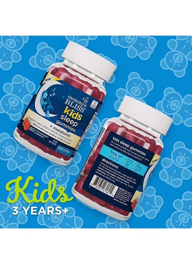 Mommy's Bliss Kids Sleep Gummies with Melatonin, Support Your Natural Sleep Process, Age 3 Years to Adults, Strawberry Flavor, 1G of Sugar, 60 Gummies (Pack of 3)  - Image 5