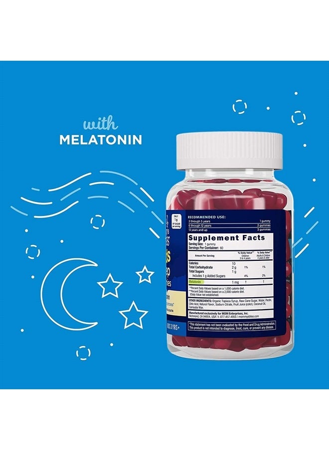 Mommy's Bliss Kids Sleep Gummies with Melatonin, Support Your Natural Sleep Process, Age 3 Years to Adults, Strawberry Flavor, 1G of Sugar, 60 Gummies (Pack of 3)  - Image 2